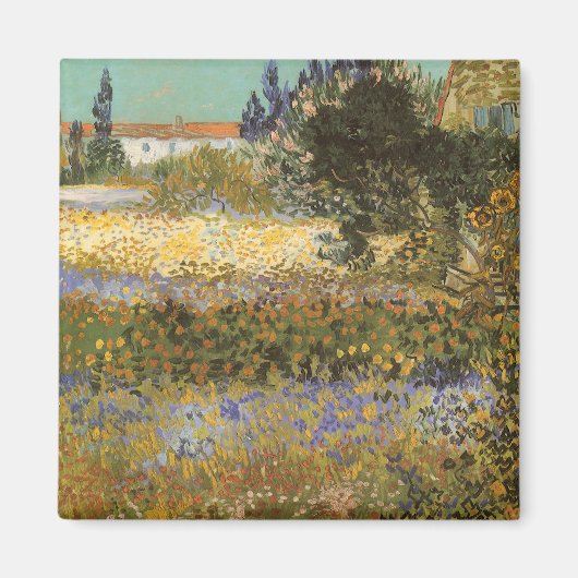 Vincent van Gogh - Flowering Garden Magneet (Voorkant)