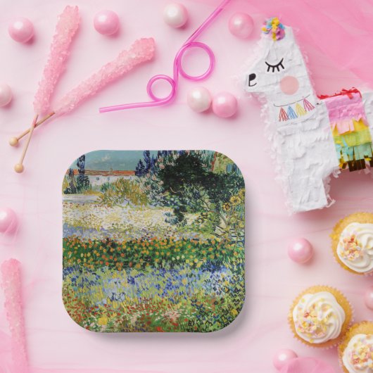 Vincent van Gogh - Flowering Garden Papieren Bordje (Feest)
