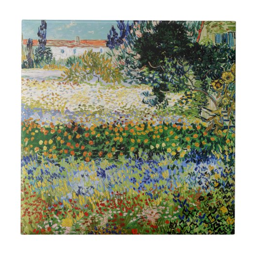 Vincent van Gogh - Flowering Garden Tegeltje (Voorkant)