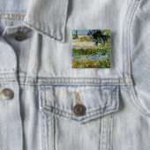 Vincent van Gogh - Flowering Garden Vierkante Button 5,1 Cm (In situ)