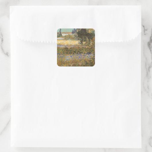 Vincent van Gogh - Flowering Garden Vierkante Sticker (Tas)