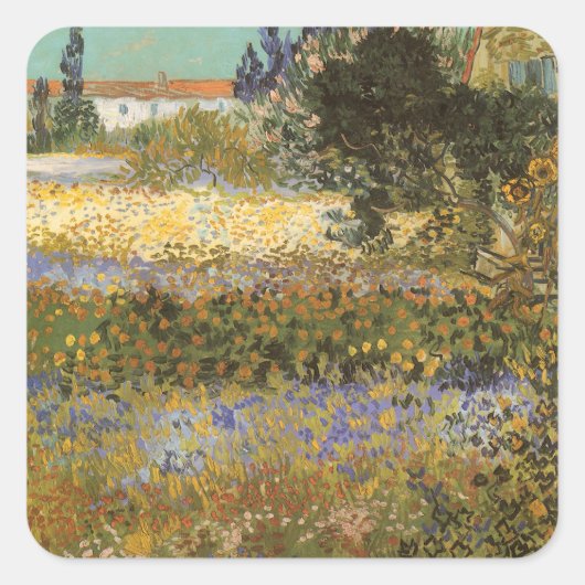 Vincent van Gogh - Flowering Garden Vierkante Sticker (Voorkant)