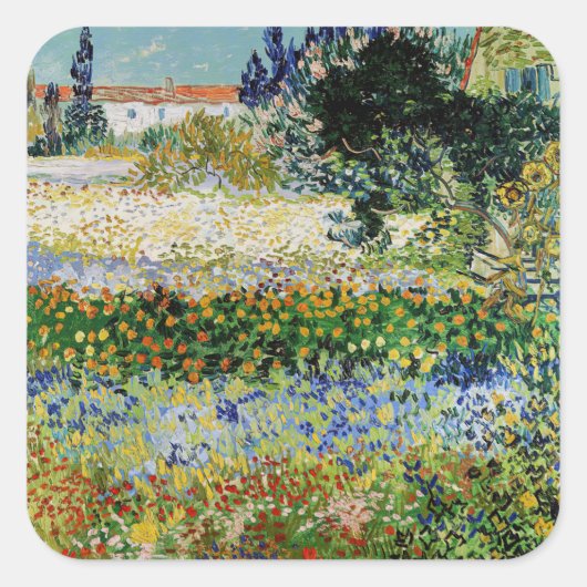 Vincent van Gogh - Flowering Garden Vierkante Sticker (Voorkant)