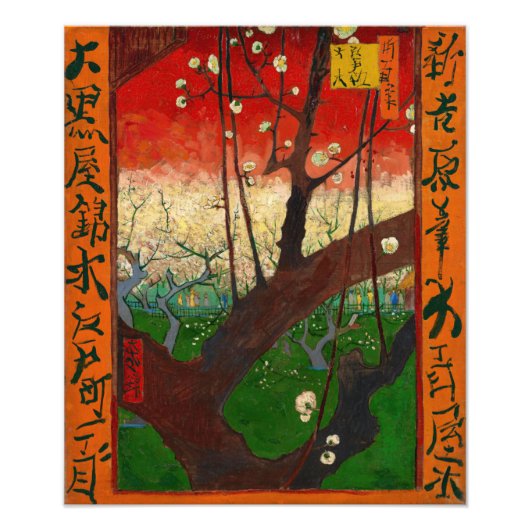 Vincent van Gogh - Flowering Plum Tree Foto Afdruk (Voorkant)