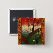 Vincent van Gogh - Flowering Plum Tree Vierkante Button 5,1 Cm (Voorkant /achterkant)