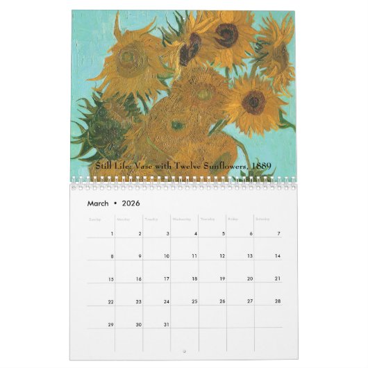 Vincent van Gogh Flowers, Post Impressionism Art Kalender (Mar 2026)