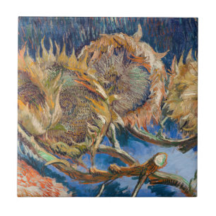 Vincent van Gogh - Four Cut Sunflower Tegeltje