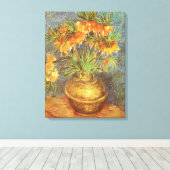 Vincent van Gogh - Fritillairen in een koperen vaa Canvas Afdruk (Insitu (Houten vloer))