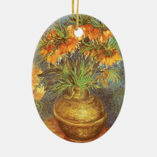 Vincent van Gogh - Fritillairen in een koperen vaa Keramisch Ornament (Achterkant)