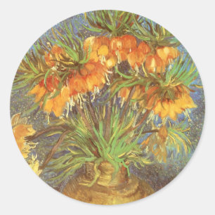 Vincent van Gogh - Fritillaria in een koperen vaas Ronde Sticker