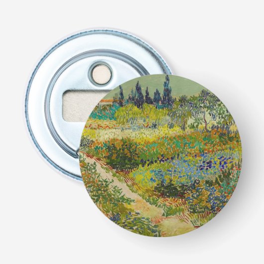 Vincent Van Gogh Garden in Arles Button Flesopener (Voorkant)