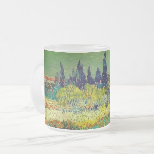 Vincent Van Gogh Garden in Arles Matglas Koffiemok (Voorkant links)