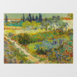 Vincent Van Gogh Garden in Arles Raamsticker<br><div class="desc">Window Cling met Vincent van Gogh’s olieverfschilderij Garden at Arles (1888). Een prachtig gekleurde tuin van rijke blues,  groen en rood is afgebeeld in Arles,  Frankrijk. Het perfecte cadeau voor liefhebbers van het post-impressionisme en Nederlandse kunstverzamelaars!</div>