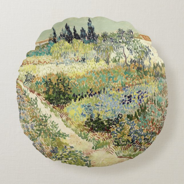 Vincent Van Gogh Garden in Arles Rond Kussen (Voorkant)