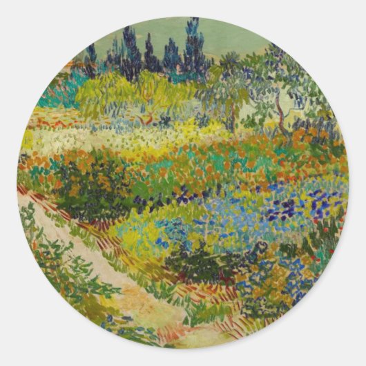 Vincent Van Gogh Garden in Arles Ronde Sticker (Voorkant)