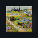 Vincent van Gogh - Garden in Arles Vierkante Button 5,1 Cm<br><div class="desc">Tuin in Arles / Drijvende tuin met pad / Jardin a Arles - Vincent van Gogh,  1888</div>