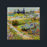 Vincent van Gogh - Garden in Arles Vierkante Button 5,1 Cm<br><div class="desc">Tuin in Arles / Drijvende tuin met pad / Jardin a Arles - Vincent van Gogh,  1888</div>
