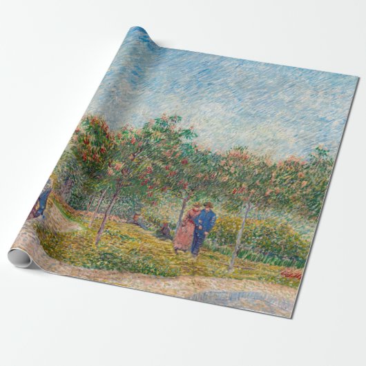 Vincent van Gogh - Garden in Montmarte met Lovers Cadeaupapier (Uitgerold)