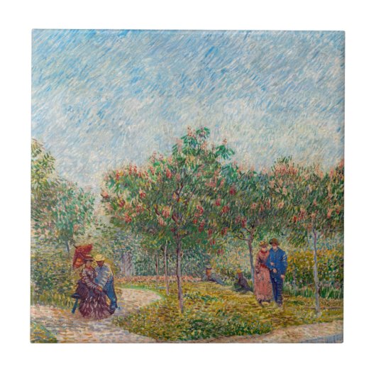 Vincent van Gogh - Garden in Montmarte met Lovers Tegeltje (Voorkant)