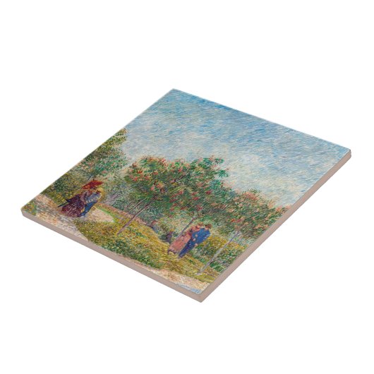 Vincent van Gogh - Garden in Montmarte met Lovers Tegeltje (Zijkant)