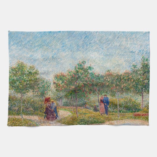 Vincent van Gogh - Garden in Montmarte met Lovers Theedoek (Horizontaal)