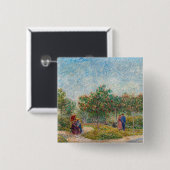 Vincent van Gogh - Garden in Montmarte met Lovers Vierkante Button 5,1 Cm (Voorkant /achterkant)