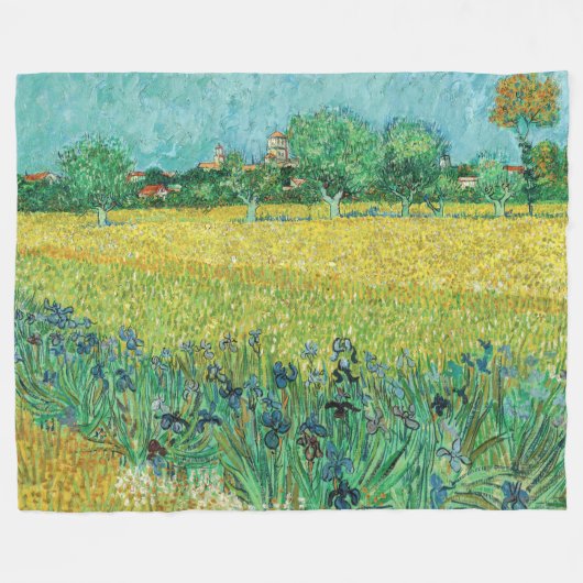 Vincent van Gogh - Gebied met Irises bij Arles Fleece Deken (Voorkant (Horizontaal))