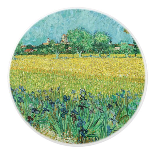 Vincent van Gogh - Gebied met Irises bij Arles Keramische Knop (Voorkant)