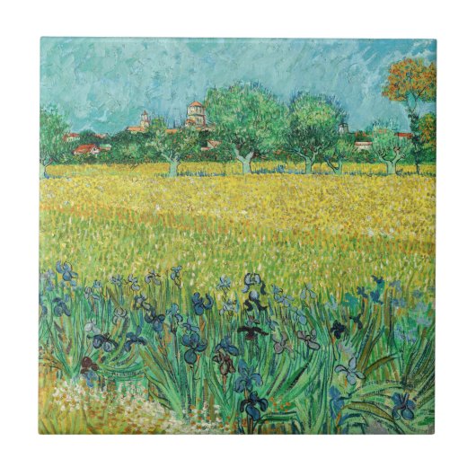 Vincent van Gogh - Gebied met Irises bij Arles Tegeltje (Voorkant)