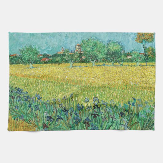 Vincent van Gogh - Gebied met Irises bij Arles Theedoek (Horizontaal)