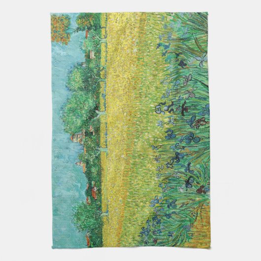 Vincent van Gogh - Gebied met Irises bij Arles Theedoek (Verticaal)