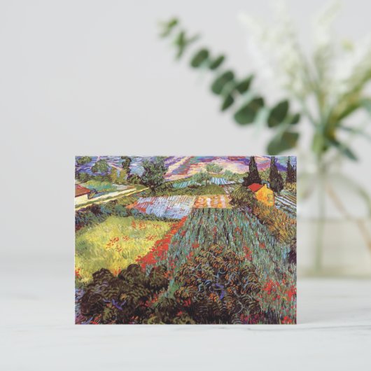 Vincent Van Gogh - Gebied met papaver Briefkaart (Staand voorkant)