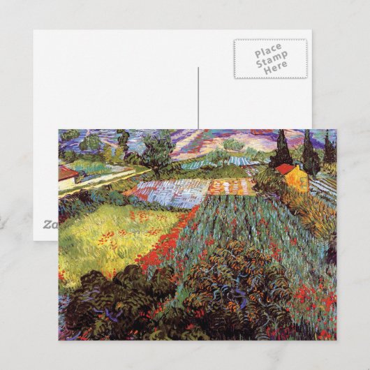 Vincent Van Gogh - Gebied met papaver Briefkaart (Voorkant / Achterkant)