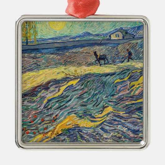 Vincent van Gogh - Gebied met ploegende boeren Metalen Ornament (Voorkant)