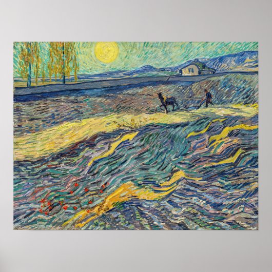 Vincent van Gogh - Gebied met ploegende boeren Poster (Voorkant)
