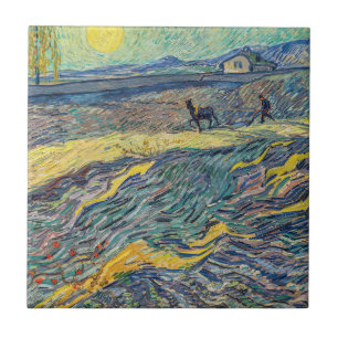 Vincent van Gogh - Gebied met ploegende boeren Tegeltje