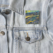 Vincent van Gogh - Gebied met ploegende boeren Vierkante Button 5,1 Cm (In situ)