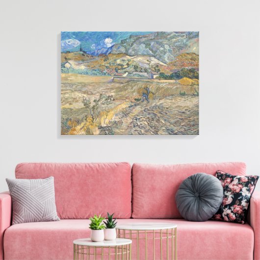 Vincent van Gogh, gesloten veld met boer Canvas Afdruk (Insitu (Woonkamer))