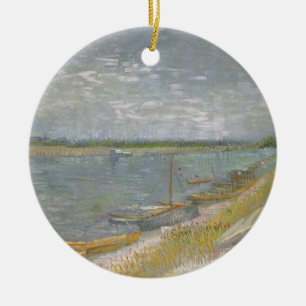 Vincent van Gogh - Gezicht op een rivier met roeib Keramisch Ornament