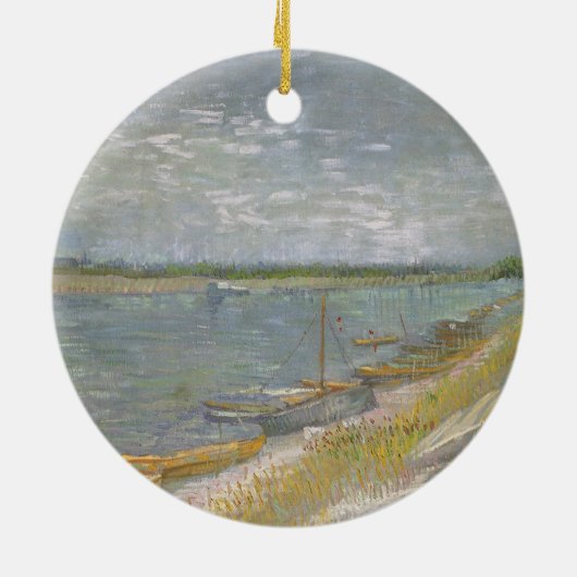 Vincent van Gogh - Gezicht op een rivier met roeib Keramisch Ornament (Achterkant)