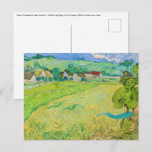 Vincent van Gogh - Gezicht op Vessenots bij Auvers Briefkaart (Voorkant / Achterkant)