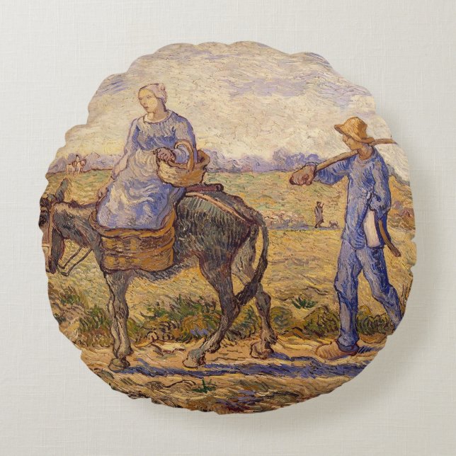Vincent van Gogh | Goedemorgen, gaan werken Rond Kussen (Voorkant)