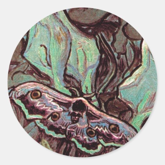 Vincent Van Gogh - Great Peacock Moth Fine Art Ronde Sticker (Voorkant)