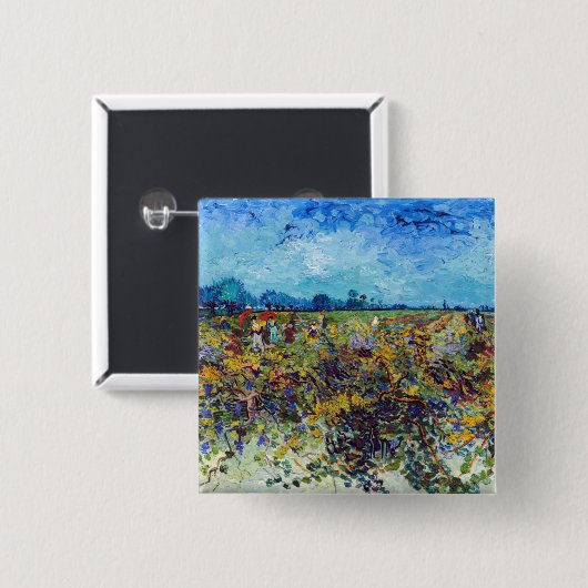 Vincent van Gogh - Green Vineyard Vierkante Button 5,1 Cm (Voorkant /achterkant)