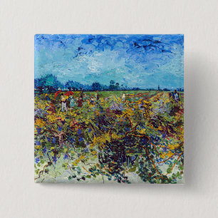 Vincent van Gogh - Green Vineyard Vierkante Button 5,1 Cm