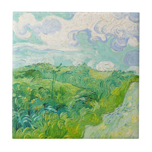 Vincent van Gogh - Green Wheat Field, Auvers Tegeltje (Voorkant)