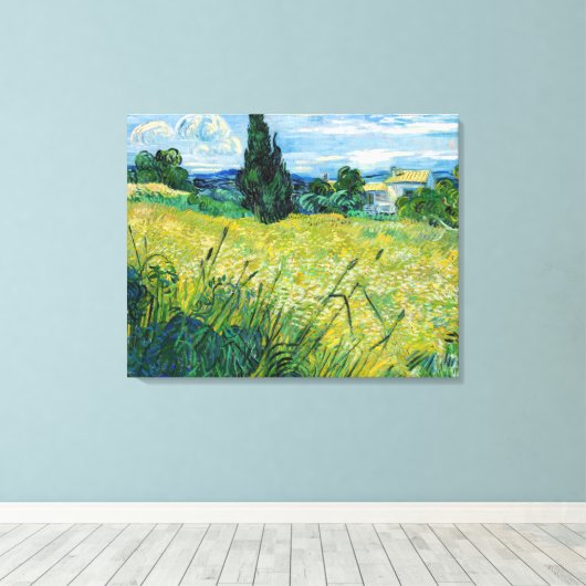Vincent van Gogh - Green Wheat Field met Cypress Canvas Afdruk (Insitu (Houten vloer))
