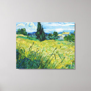 Vincent van Gogh - Green Wheat Field met Cypress Canvas Afdruk