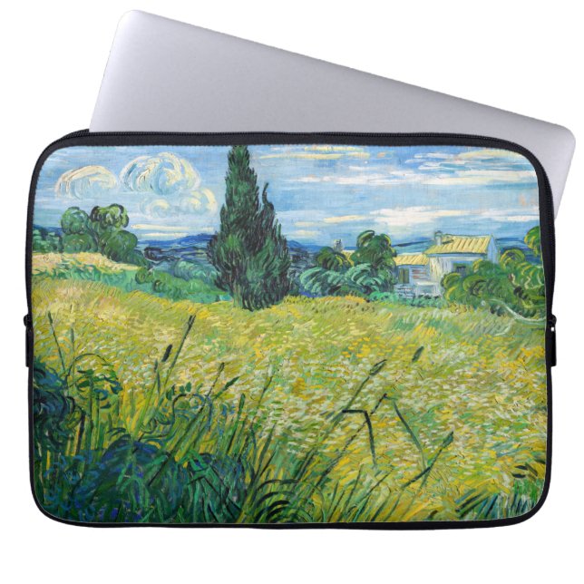 Vincent van Gogh - Green Wheat Field met Cypress Laptop Sleeve (Voorkant)