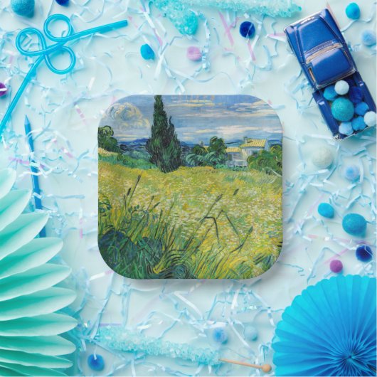 Vincent van Gogh - Green Wheat Field met Cypress Papieren Bordje (Feest)